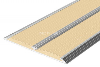 Одноуровневый порог алюминиевый противоскользящий 80 мм АП-80 бежевый 1,5 м