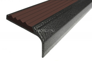 Порог угловой 42х23 мм алюминиевый с резиновой вставкой АУ-42/23-Антик серебро-темно-коричневый 1,5 м