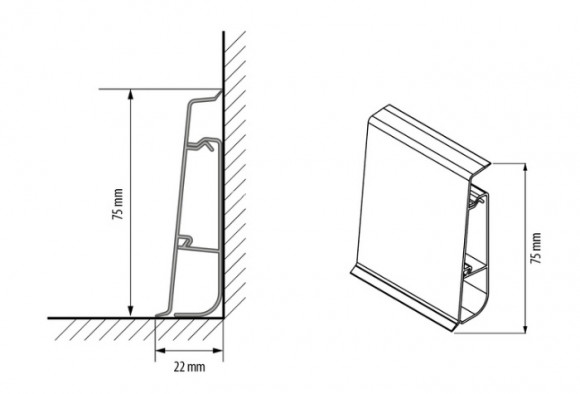 Напольный плинтус с кабель-каналом 75 мм Cezar Hi-Line Prestige 331 дерево 2,5 м Напольный плинтус с кабель-каналом 75 мм Cezar Hi-Line Prestige 331 дерево 2,5 м