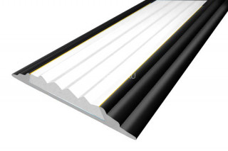 Алюминиевая  полоса 46 мм с резиновой вставкой АП-46-Краш черный глянец-белый 3,0 м Алюминиевая  полоса 46 мм с резиновой вставкой АП-46-Краш черный глянец-белый 3,0 м