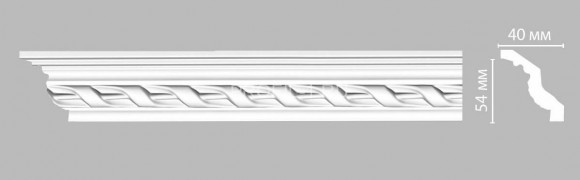 Плинтус потолочный  54х40х2400 мм Decomaster 95081 из полиуретана белый под покраску