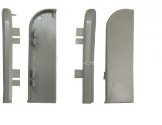 Комплект заглушек для плинтуса ПТ-80 ПВХ серебро