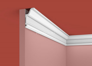 Потолочный плинтус Cosca KX-046 белый полистирол 31х59 мм 2м