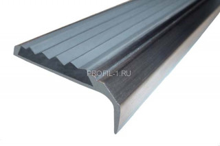 Алюминиевый порог угловой противоскользящий 42х23 мм АУ-42/23 без покрытия серый 1,5 м