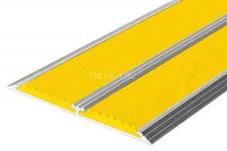 Одноуровневый порог алюминиевый противоскользящий 80 мм АП-80 желтый 1,5 м