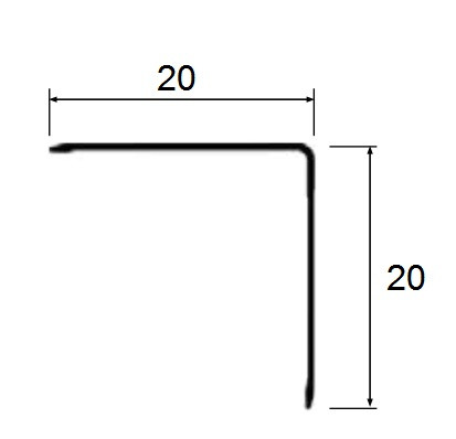 Угол защитный 20х20 мм алюминий PV63-03 серебро блестящее 2,7 м