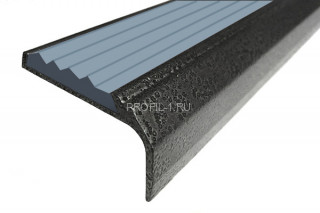 Порог угловой 42х23 мм алюминиевый с резиновой вставкой АУ-42/23-Антик серебро-серый 1,5 м