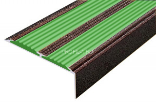 Алюминиевый угол-порог 70х22 с 2-мя резиновыми вставками АУ-70-Антик медь-зеленый 2,0 м