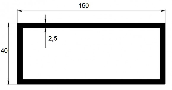 Алюминиевый бокс прямоугольный 150х40х2,5 мм 3 метра