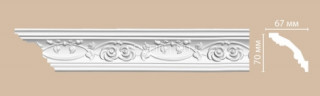 Плинтус потолочный 67х70х2400 мм Decomaster DT 9815 из полиуретана белый под покраску Плинтус потолочный 67х70х2400 мм Decomaster DT 9815 из полиуретана белый под покраску