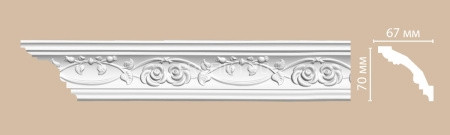 Плинтус потолочный 67х70х2400 мм Decomaster DT 9815 из полиуретана белый под покраску