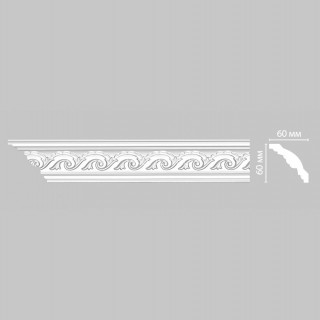 Плинтус DECOMASTER 95610F гибкий (60x60x2400) потолочный с рисунком плавный волнистый узор из полиуретана, белый под покраску