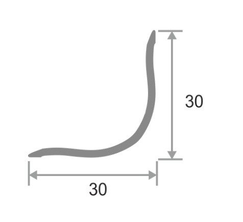 Алюминиевый уголок внутренний округлый 30х30 мм ПВ-30х30 серебро глянец 2,7 м