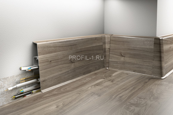 Напольный плинтус с кабель-каналом 75 мм Cezar Hi-Line 240 лимон 2,5 м