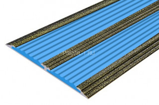 Алюминиевая полоса с 2-мя резиновыми вставками АП-70-Антик бронза-голубой 2,0 м