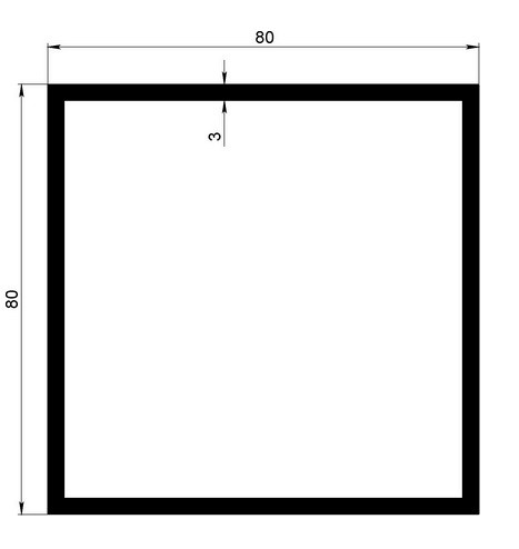 Алюминиевый бокс квадратный 80х80х3 мм 3 метра