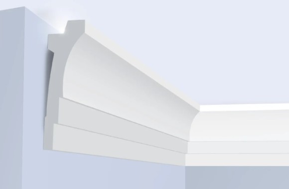 Потолочный плинтус под светодиодную ленту HiWood A70V1 белый 70х21 мм 200 см
