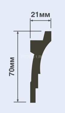 Потолочный плинтус под светодиодную ленту HiWood A70V1 белый 70х21 мм 200 см
