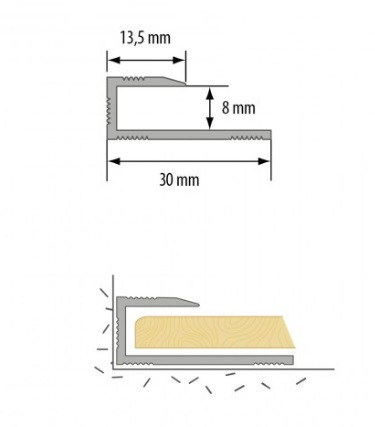 Алюминиевый профиль для ламината оконечный 8 мм Cezar Panel L ольха 3,0 м