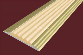 Одноуровневый порог алюминиевый противоскользящий 40 мм АП-40-Анод золото-бежевый 1,8 м