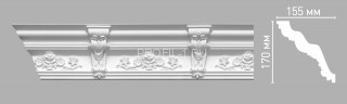 Плинтус потолочный 170х155х2400 мм Decomaster 95091 из полиуретана белый под покраску Плинтус потолочный 170х155х2400 мм Decomaster 95091 из полиуретана белый под покраску