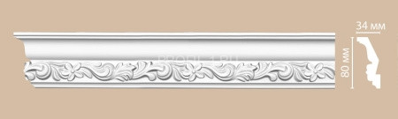 Плинтус потолочный 80х34х2400 мм Decomaster DT 9829 из полиуретана белый под покраску