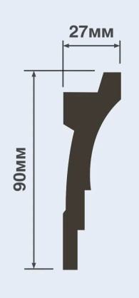 Потолочный плинтус под светодиодную ленту HiWood A90V2 белый 90х27 мм 200 см