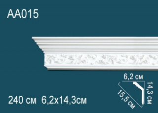 Потолочный плинтус с рисунком Перфект AA015 полиуретан 143х155х62 мм 240 см