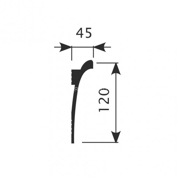 Потолочный плинтус Cosca KX-003 белый полистирол 45х120 мм 2м