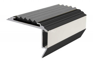 Алюминиевый порог угловой противоскользящий с подсветкой 26х45 мм АУ-45-LED-Анод черный-серый 2,0 м