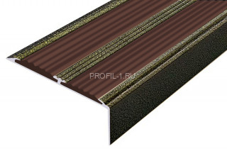Алюминиевый угол-порог 70х22 с 2-мя резиновыми вставками АУ-70-Антик бронза-темно-коричневый 2,0 м