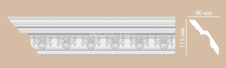 Плинтус потолочный 115х90х2400 мм Decomaster DT 9851 из полиуретана белый под покраску