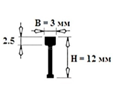 Латунный Т-профиль вставка PT 120 OC 12х3 хром 2,7м Латунный Т-профиль вставка PT 120 OC 12х3 хром 2,7м