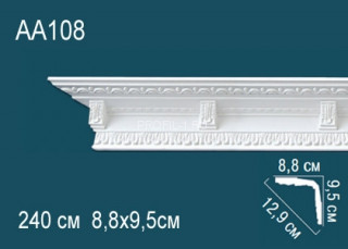 Потолочный плинтус с рисунком Перфект AA108 полиуретан 95х129х88 мм 240 см