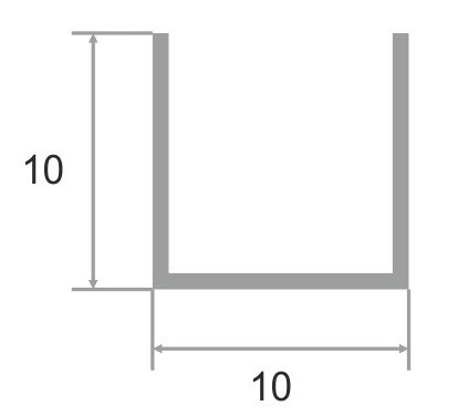 Алюминиевый П-образный профиль 10х10 мм П-10х10 бронза светлая глянец браш 2,7 м