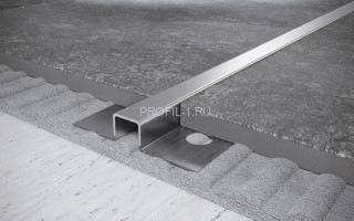 П-образный профиль из нержавеющей стали закладной 15х20 мм FUM 15х20 S сатинированная сталь 270 см