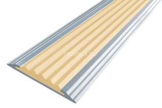 Алюминиевый порог противоскользящий одноуровневый 40 мм АП-40 без покрытия бежевый 1,5 м