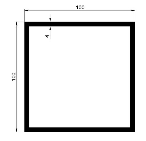 Алюминиевый бокс квадратный 100х100х4 мм 3 метра