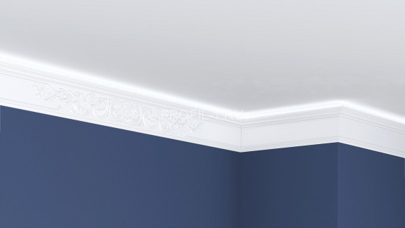 Потолочный плинтус Glanzepol GP-115 белый полистирол 139х56 мм 2 м Потолочный плинтус Glanzepol GP-115 белый полистирол 139х56 мм 2 м