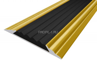 Алюминиевый порог 46 мм с резиновой вставкой одноуровневый АП-46-Антик золото-черный 3,0 м Алюминиевый порог 46 мм с резиновой вставкой одноуровневый АП-46-Антик золото-черный 3,0 м