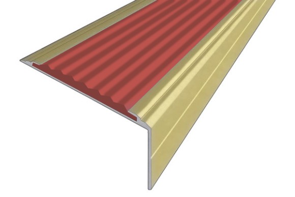 Алюминиевый угол-порог 26х50 мм с резиновой вставкой АУ-50-Анод золото-красный 1,0 м