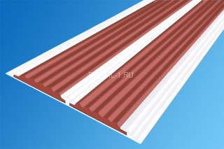 Полоса алюминиевая 70 мм с резиновыми вставками АП-70-Краш белый глянец-красный 1,5 м