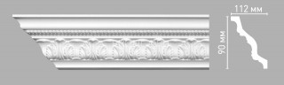 Плинтус потолочный 90х112х2400 мм Decomaster 95095 из полиуретана белый под покраску Плинтус потолочный 90х112х2400 мм Decomaster 95095 из полиуретана белый под покраску