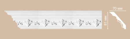 Плинтус потолочный 81х73х2400 мм Decomaster DT 9854 из полиуретана белый под покраску