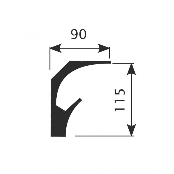 Потолочный плинтус Cosca KX-025 белый полистирол 90х115 мм 2м