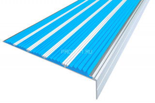 Алюминиевый угловой порог противоскользящий 34х160 мм АУ-160 голубой 2,0 м
