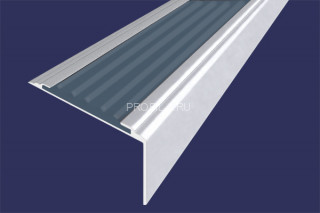 Алюминиевый порог угловой противоскользящий 20х38 мм АУ-38-Анод серебро-серый 2,7 м