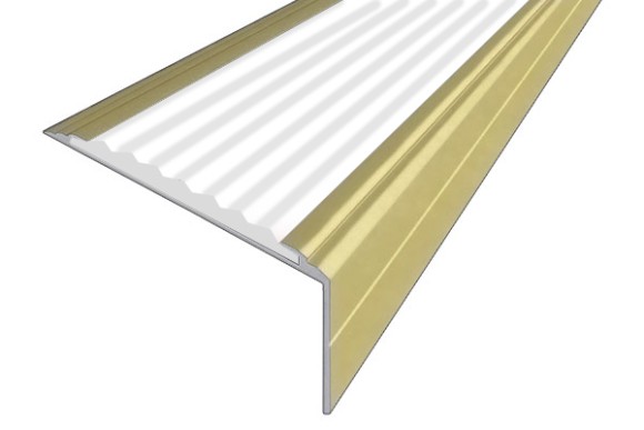 Алюминиевый угол-порог 26х50 мм с резиновой вставкой АУ-50-Анод золото-белый 1,0 м