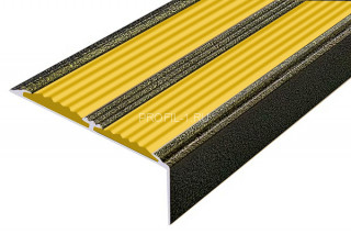 Алюминиевый угол-порог 70х22 с 2-мя противоскользящими вставками АУ-70-Антик бронза-желтый 2,0 м