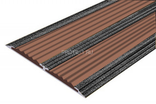 Алюминиевая полоса с 2-мя резиновыми вставками АП-70-Антик серебро-коричневый 2,0 м